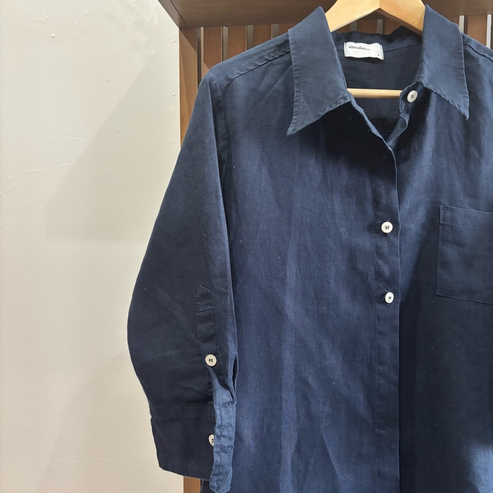 Allen Allen Navy Blue Shirt Dress - Picture 3 of 3
